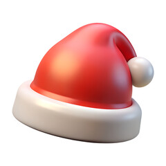 Fototapeta premium 3d illustration of a festive 3d rendered santa hat with a red cap, white brim, and pompom, isolated on transparent background