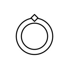 Ring icon, Wedding ring icon. Jewelry logo. Engagement diamond ring icon. Proposal symbol. Brilliant gold jewellery vector illustration isolated.