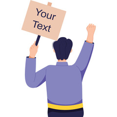 Person Holding a Sign with Your Text Text in the Uppercase on a Transparent Background Raising Fist in Support or Protest