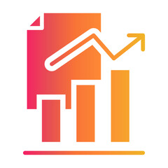 Gradient color icon of document with upward chart representing financial growth report.