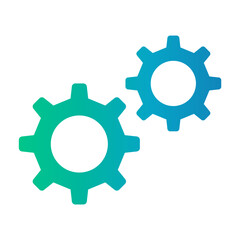 Gradient color icon of gears representing optimized business processes.