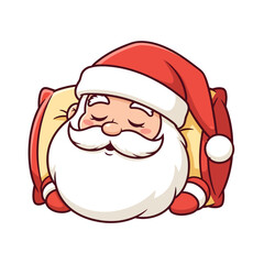 Sweet Dreams A Cartoon Santa Claus Napping on a Pillow, Ready for Christmas