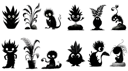 Cute Plant Creature Silhouettes