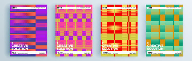 Naklejka premium Modern abstract covers set, minimal covers design. Colorful geometric background, vector illustration.