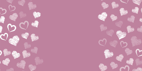 Romantic frame Hand-Sketched Red Hearts Scattered Design	
