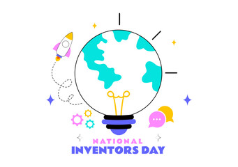 National Inventors Day Vector Illustration on February 11 Celebrating Genius Innovation to Honor Science Creators in a Flat Cartoon Background