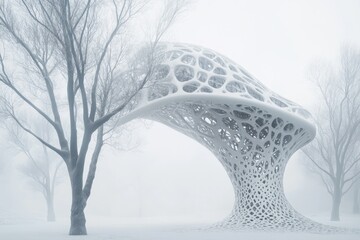 selective focus sleek architectural design highlighting sound propagation and airflow dynamics