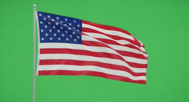 United States of America national flag waving on chromakey green screen background. American symbol for Independence day presentation. - Powered by Adobe