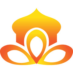 Islamic Style Lotus Flower Logo With Orange Yellow Gradient On Transparent Background