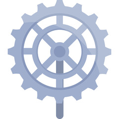 Isolated Light Blue Gear Illustration with Transparent Background Representing Mechanics and Industry