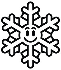 Snowflake Joy: A whimsical illustration of a smiling snowflake, exuding joy and cheerfulness, perfect for winter themes and holiday designs.
