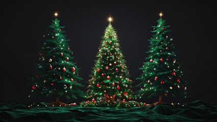 Tree in Glow: Red, Gold, Festive (AI-generated)