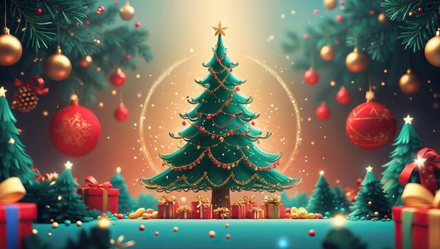 Center of Celebration: Tree, Light, Ornaments (AI-generated)