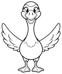 Playful Duck: A whimsical illustration of a charming duck with an inviting smile and outstretched wings, radiating joy and lightheartedness.