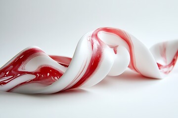A marble Christmas ribbon flowing elegantly around a festive present.