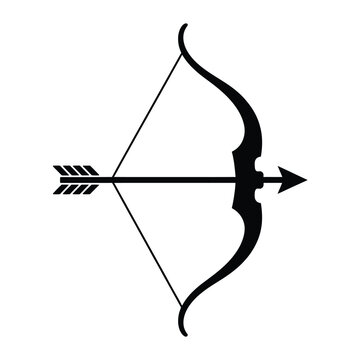 Black silhouette of a bow and arrow on a white background
