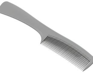 Angled View Grey Comb with Highlighted Texture, Transparent PNG