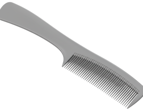 Angled View Grey Comb with Highlighted Texture, Transparent PNG