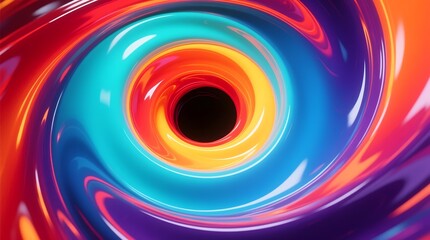 vibrant swirling vortex of bright contrasting colors in fluid dynamic motion