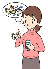 医療問題のイラスト - 薬・処方薬・多剤服用・ポリファーマシー