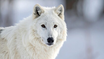 Naklejka premium Majestic Arctic Wolf Portrait in Winter Wonderland.