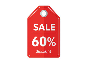 Red Sale Tag with 60 Discount Offer for Retail Promotions.