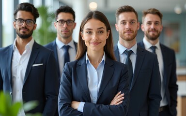 Successful business professionals standing in an office. High quality