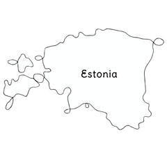 Estonia continuous line map. line art of Estonia map. single outline vector illustration