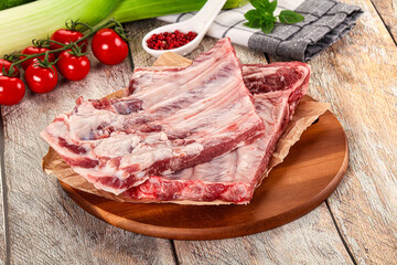Raw pork ribs for cooking