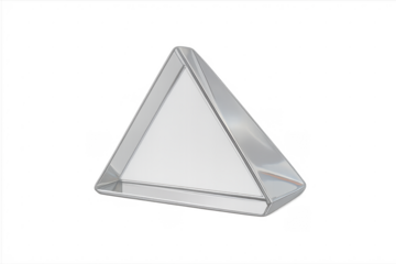 Silver metal triangular shape on transparent background