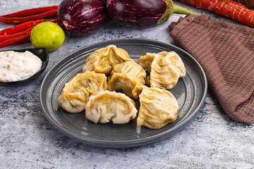 Steamed Nepali Momo stuffed dumplings