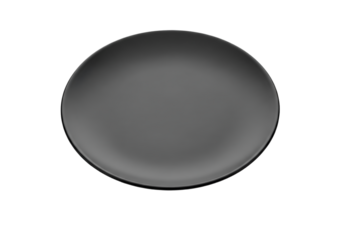 Empty elegant black plate isolated on transparent background 