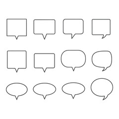 Collection of diverse speech bubble outlines in various shapes and sizes