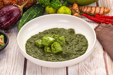 Indian cuisine - Palak paneer cheese with spinach