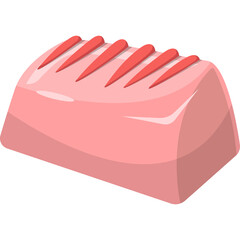 Pink Chocolate Candy Treat with Red Line Decorations on Top on Transparent Background Minimalist Style