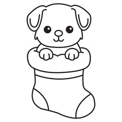 Puppy Stocking Coloring Page