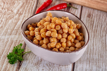 Boiled chickpea beans in the bowl
