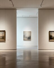 Minimalist Art Gallery Interior with Modern Blank Frames – Clean Exhibition Space