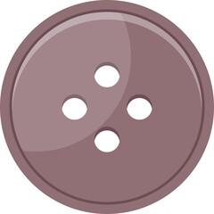 Round Mauve Four Hole Button With Shiny Surface On A Transparent Background Simple And Clean Design