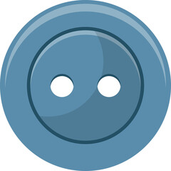 Fototapeta premium Simple Blue Circular Button with Two Holes and Subtle Shading on Transparent Background