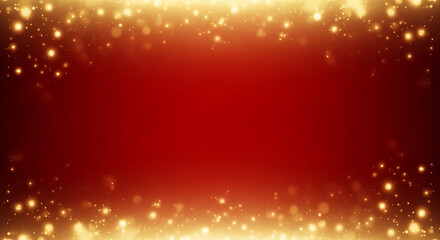 A festive red background with a sparkling golden glitter frame, perfect for celebrations.