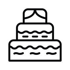 3 tiered cake outline with rounded edges and wave details topper present