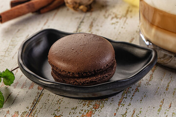 Sweet tasty almond dessert - chocolate macaroon