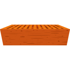 Rectangular Brick Object With Reddish Orange Color And Perforated Top Surface On A Transparent Background