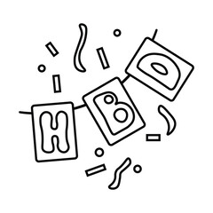 A HBD banner is scattered with confetti