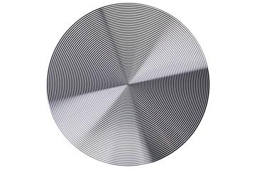 Brushed metal texture. Circular pattern isolated on white background.