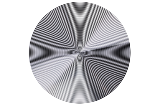 Brushed metal texture. Circular pattern isolated on white background.