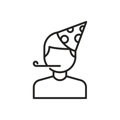 A person wearing a party hat and blowing a party favor
