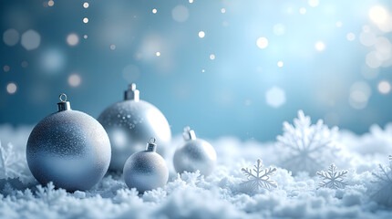 Premium Frosty Christmas Banner with Shimmering Silver Accents