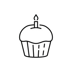 Outline drawing of a cupcake with a candle